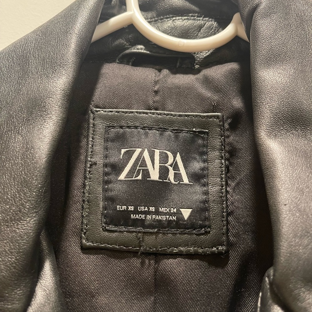 Zara Black Leather Jacket - Picture 4 of 7